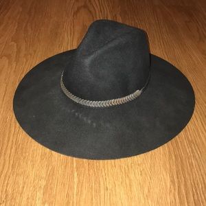 Wide Brim, Chain Detail, black felt hat